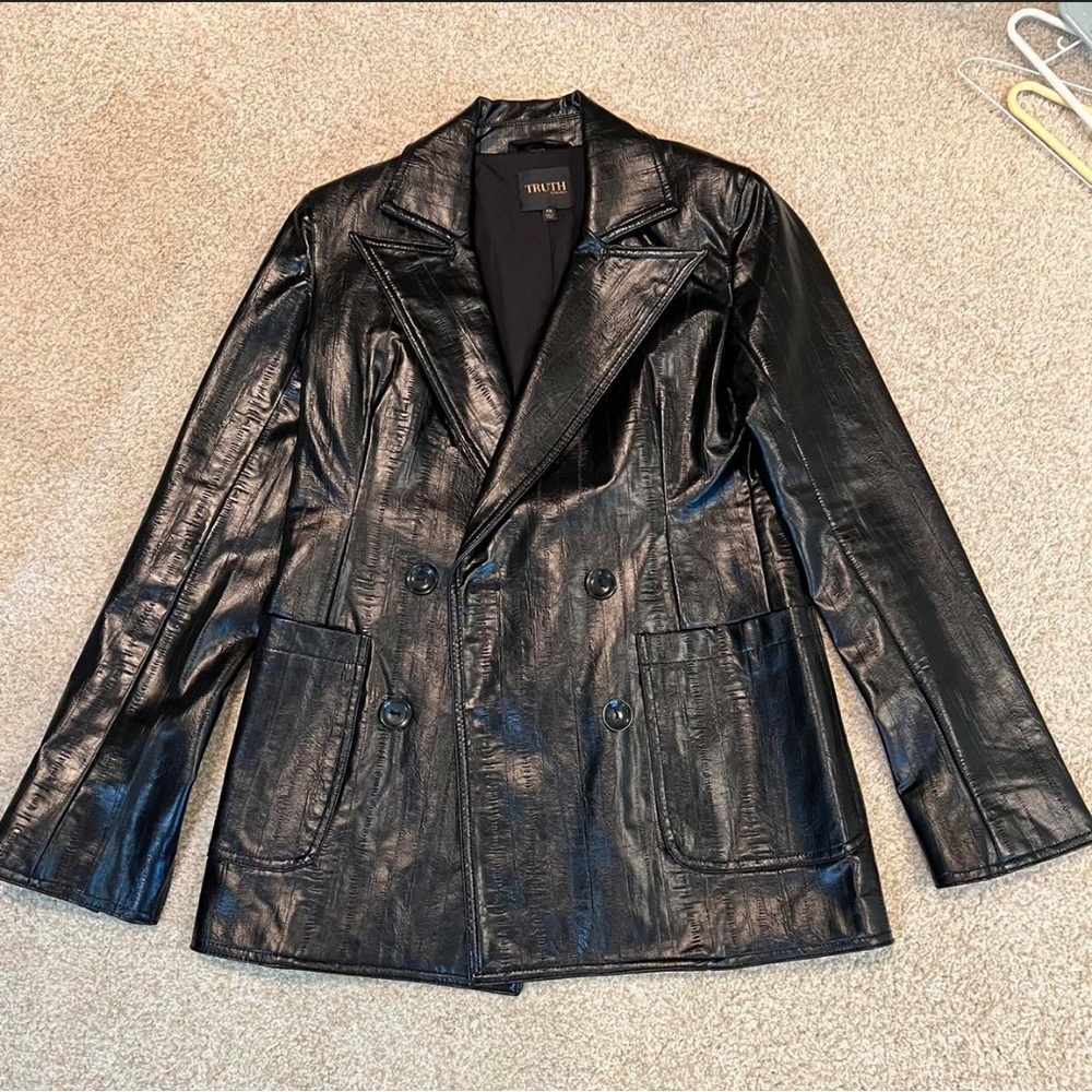 Vegan Leather Blazer Jacket